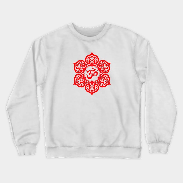 Red Lotus Flower Yoga Om Crewneck Sweatshirt by jeffbartels